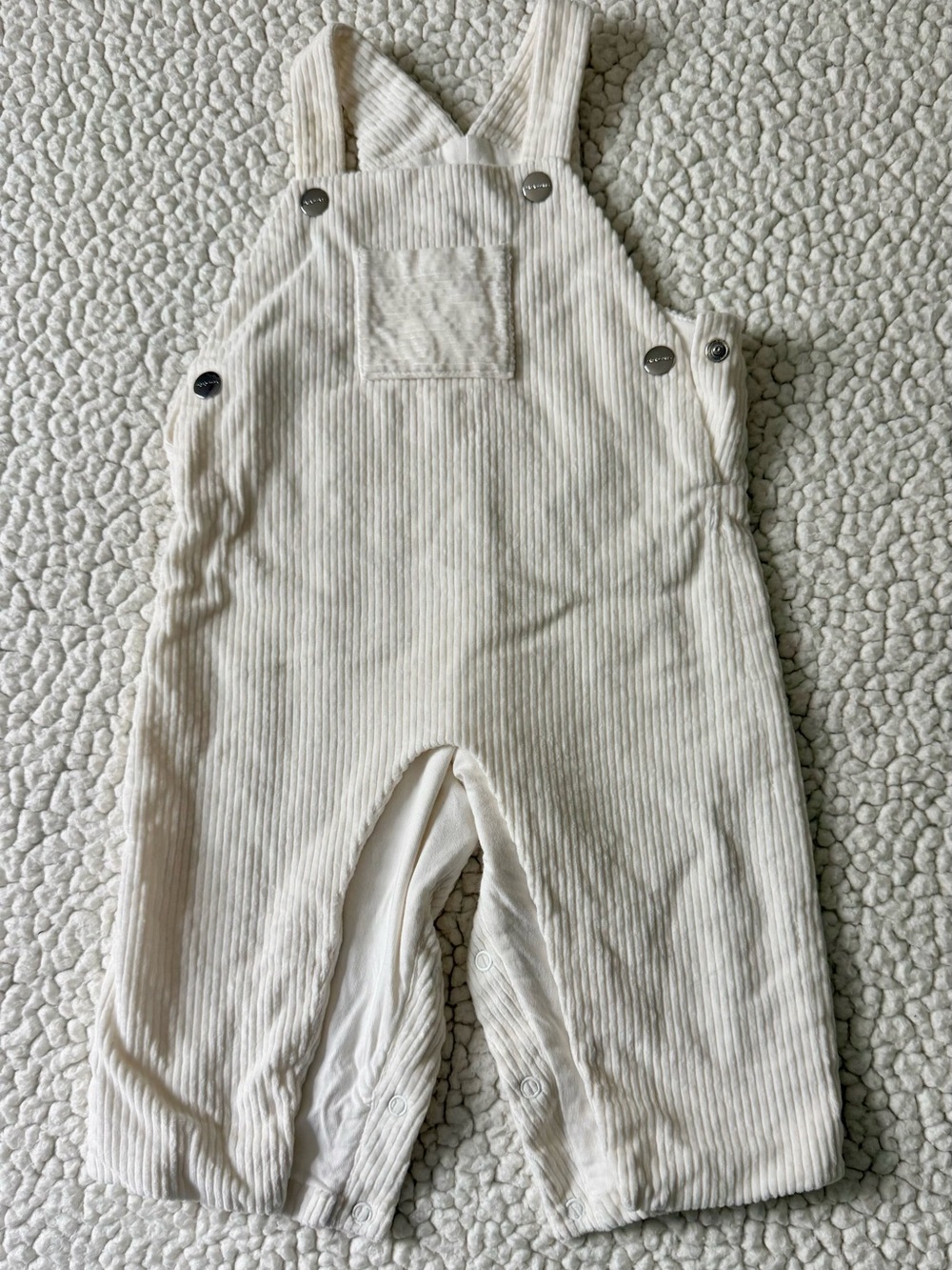 Jacadi Cream Corduroy Overalls with Pocket